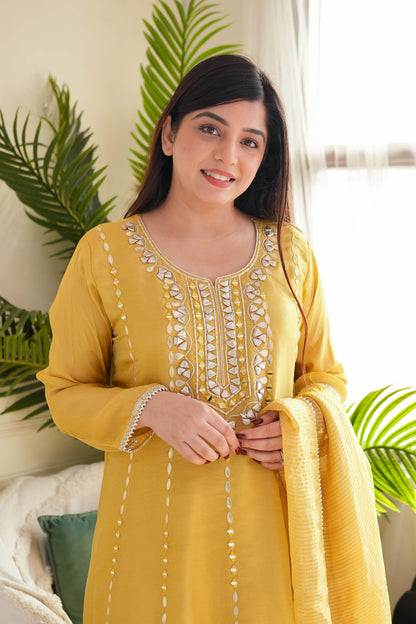 Prateem Yellow Gotta Embellished Short Anarkali