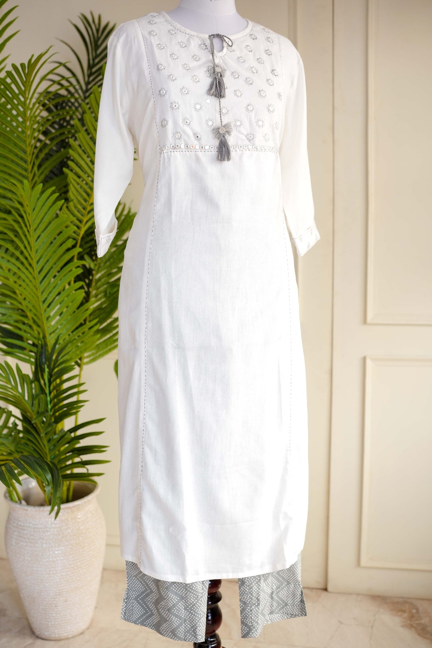 White Embroidered Kurta Set