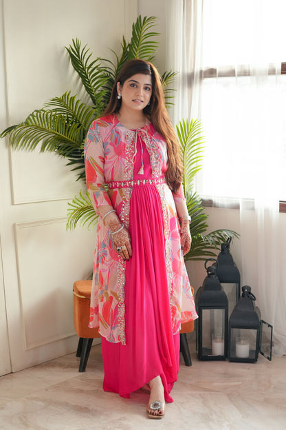 Feeza Hot Pink Maxi With Cape