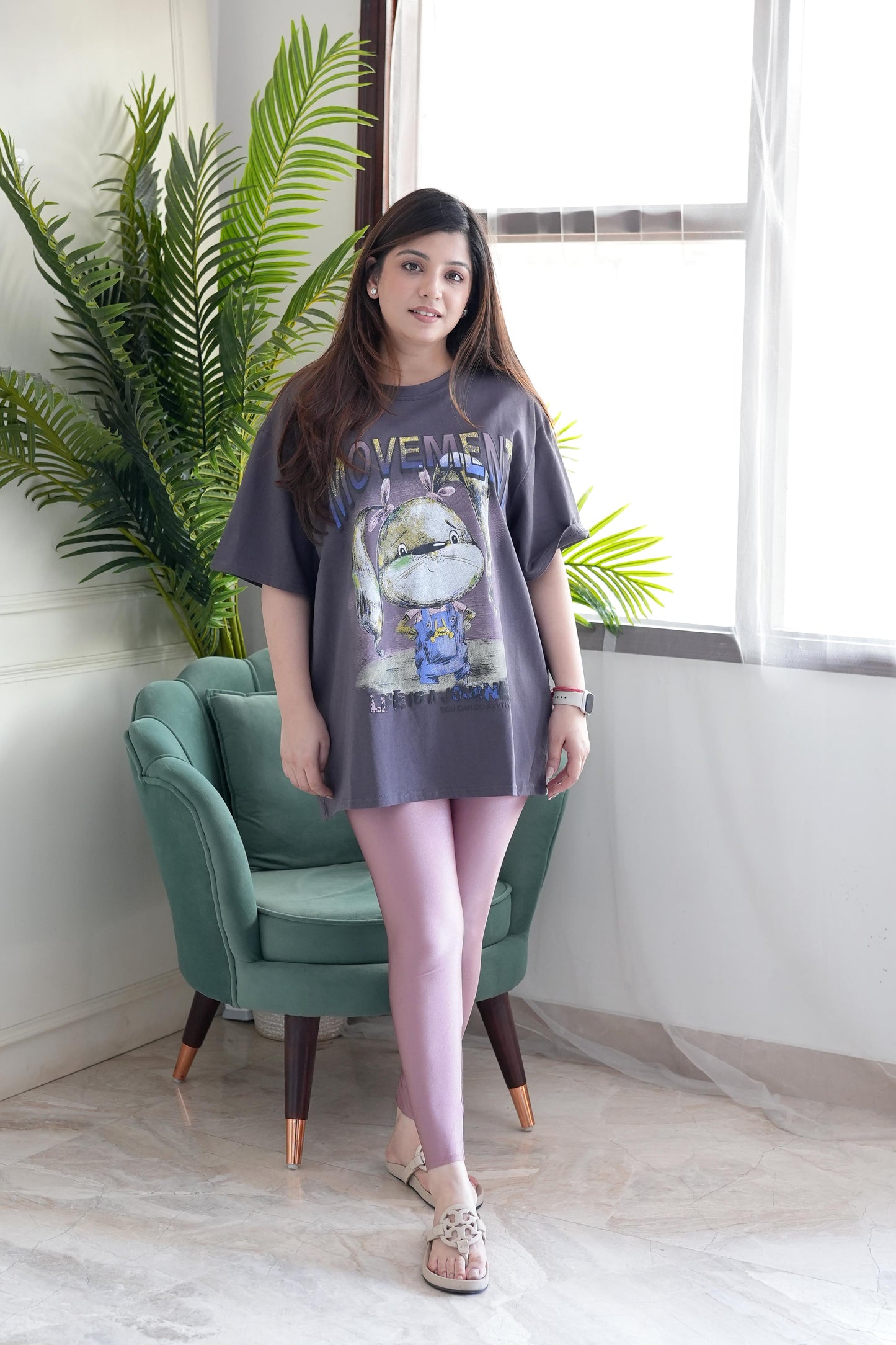 Lucy Grey Printed Boyfriend Fit Tshirt