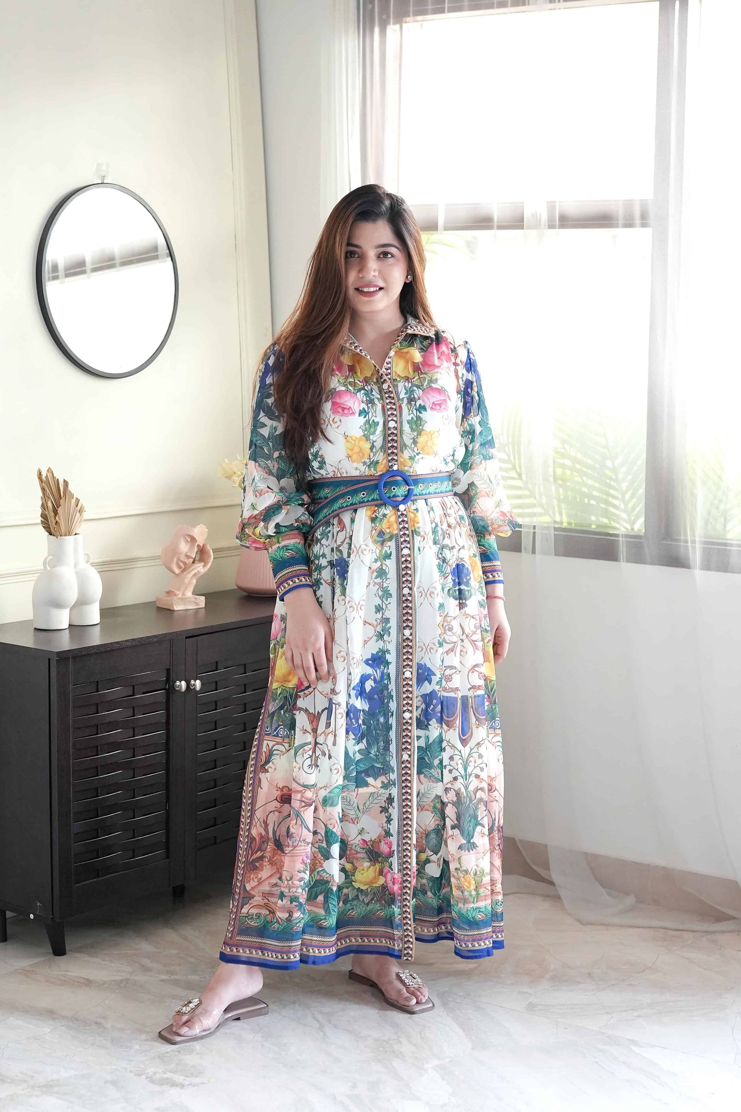 Genva Printed Button Up Maxi