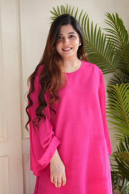 Hannah Hot Pink Pleated Cordset