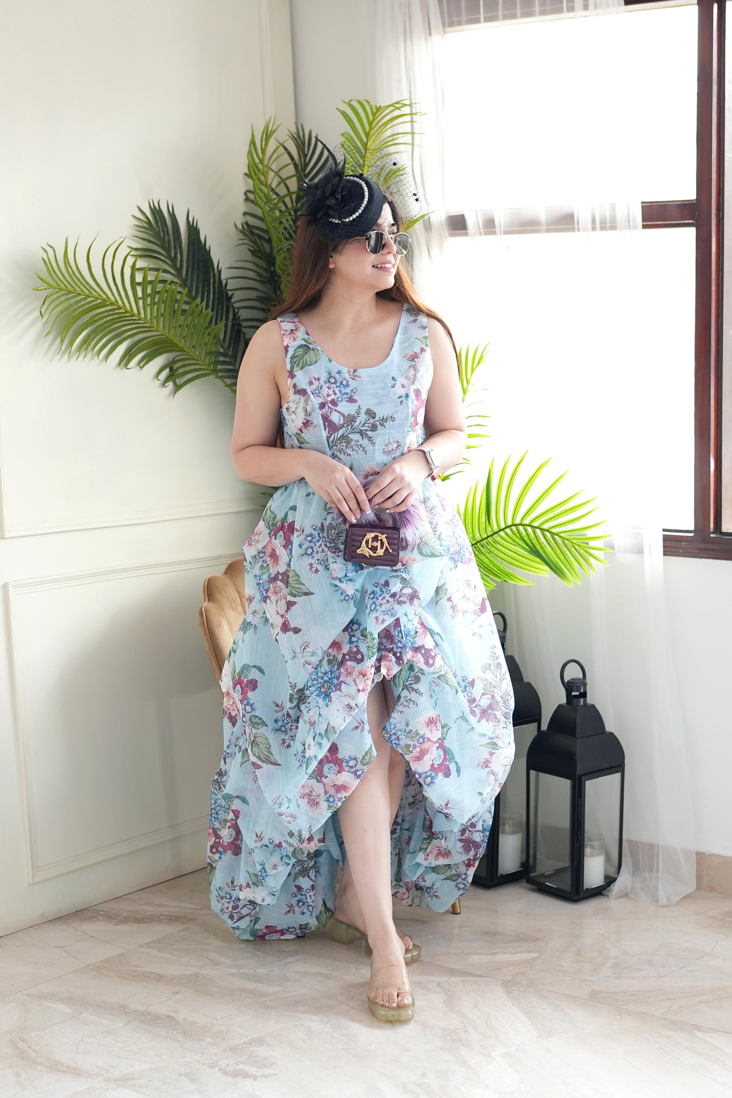 Aura Blue Floral Upside Down Dress