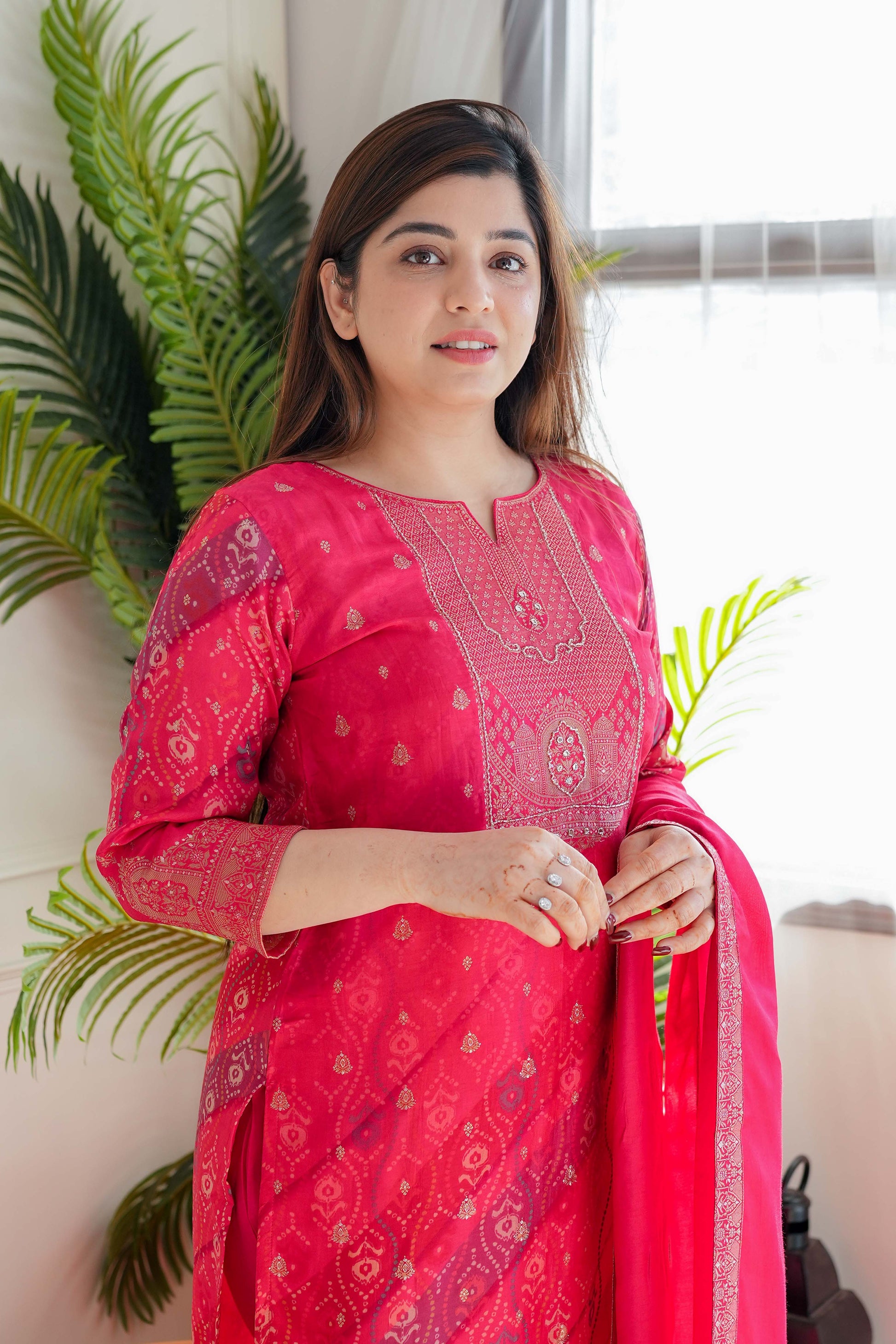 Janak Pink Silk Suit Set