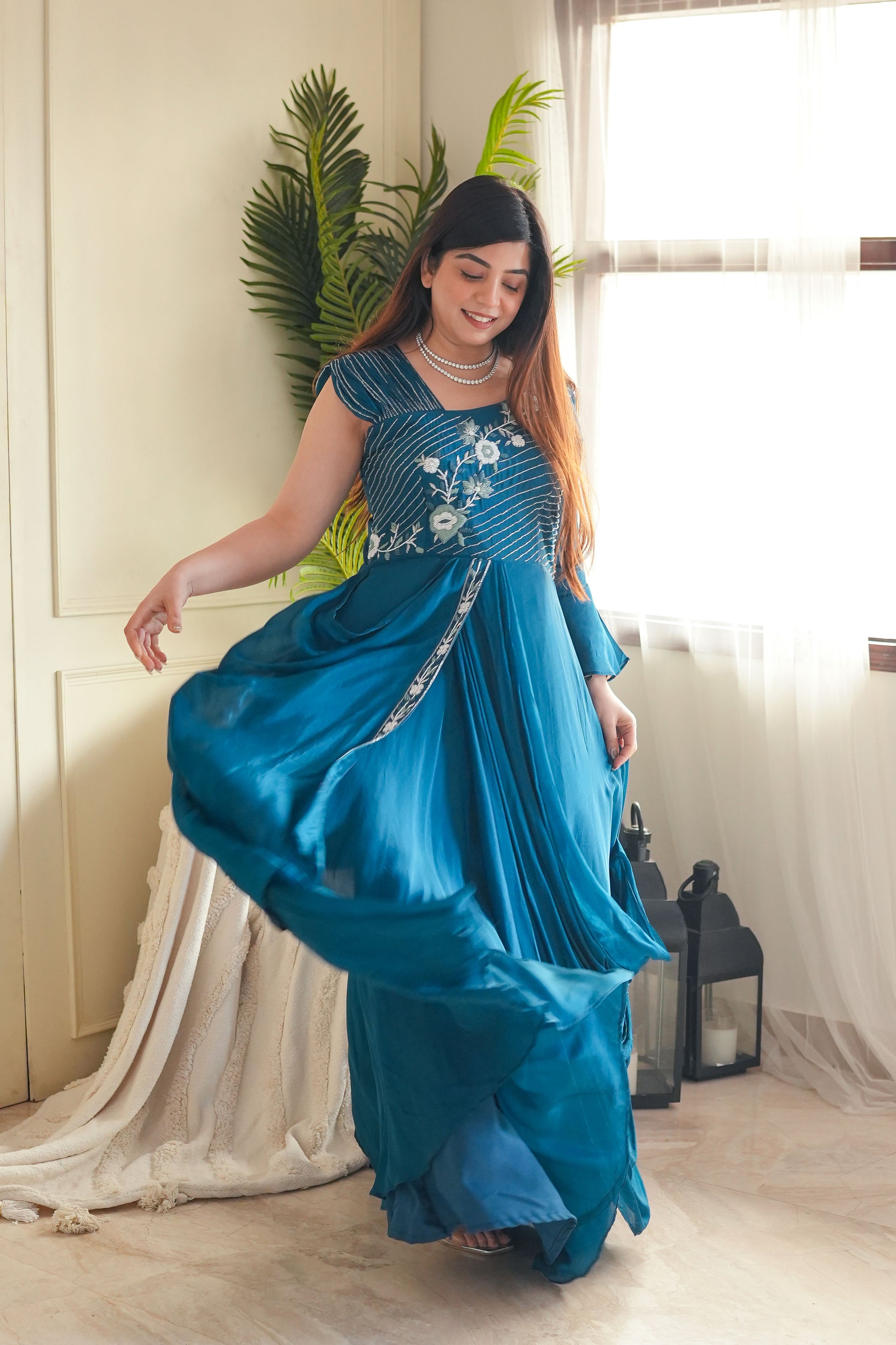 Neeyah Blue Voluminous Gown