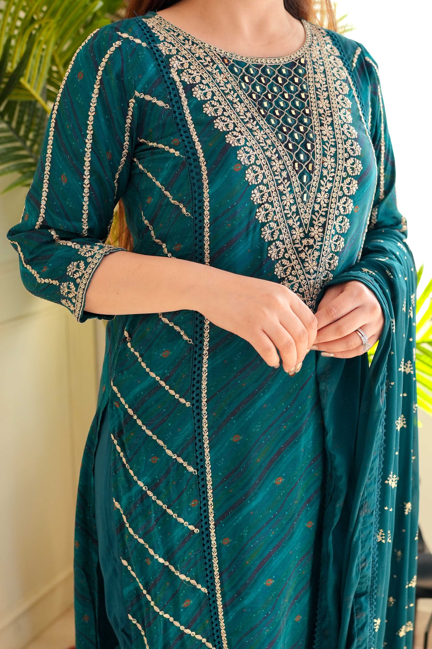 Muskaan Green Printed Suit Set