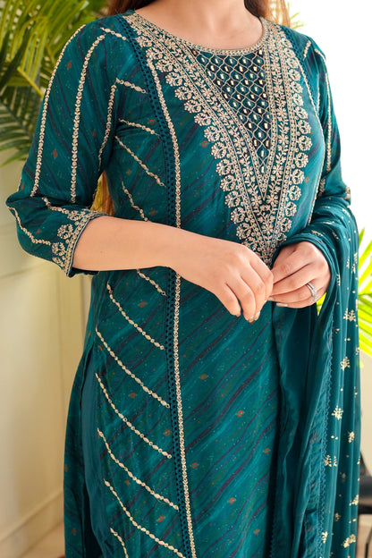 Muskaan Green Printed Suit Set