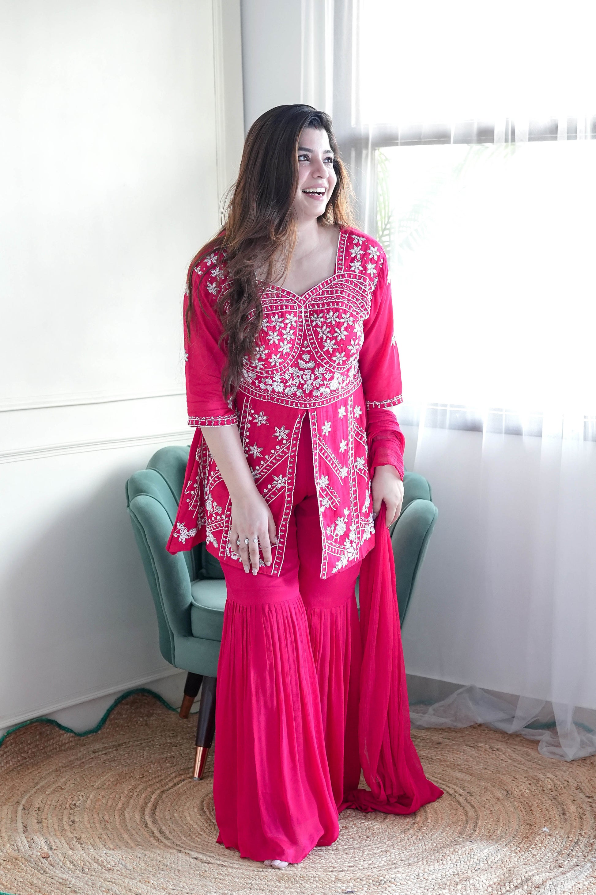 Keerat Pink Sharara Suit Set