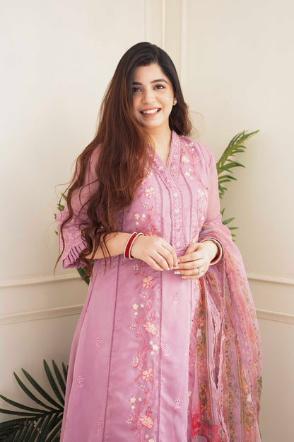 Mehal Pink Fully Embroidered Suit Set