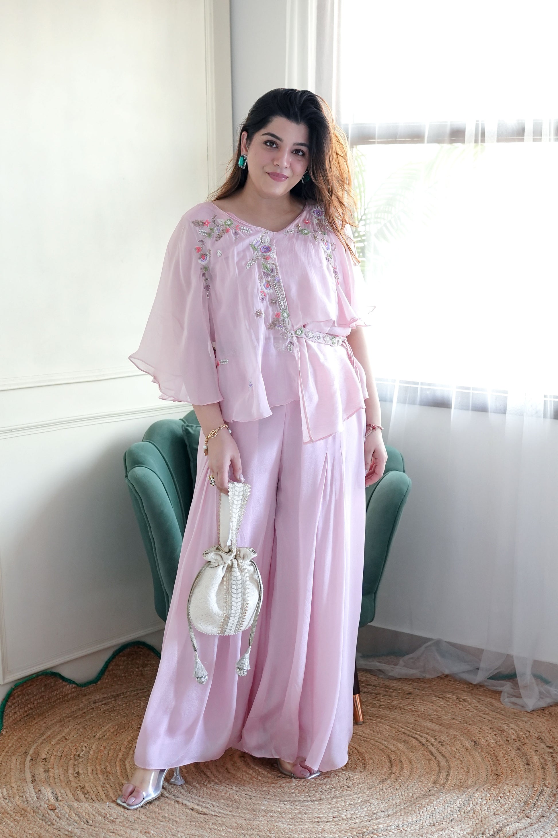 Heera Pink Embroidered Co ord Set