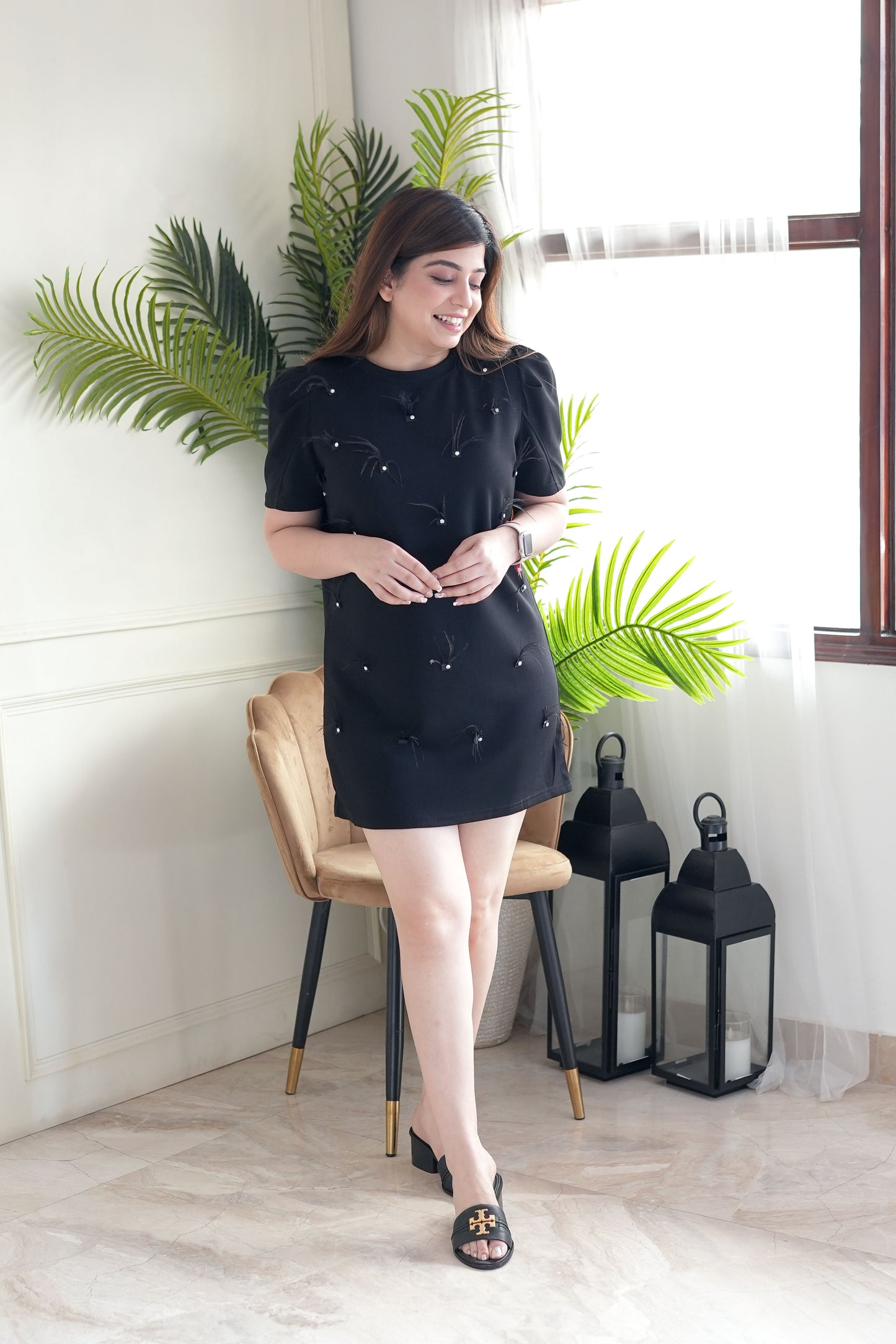 Senate Black Crystal Embellished Dress