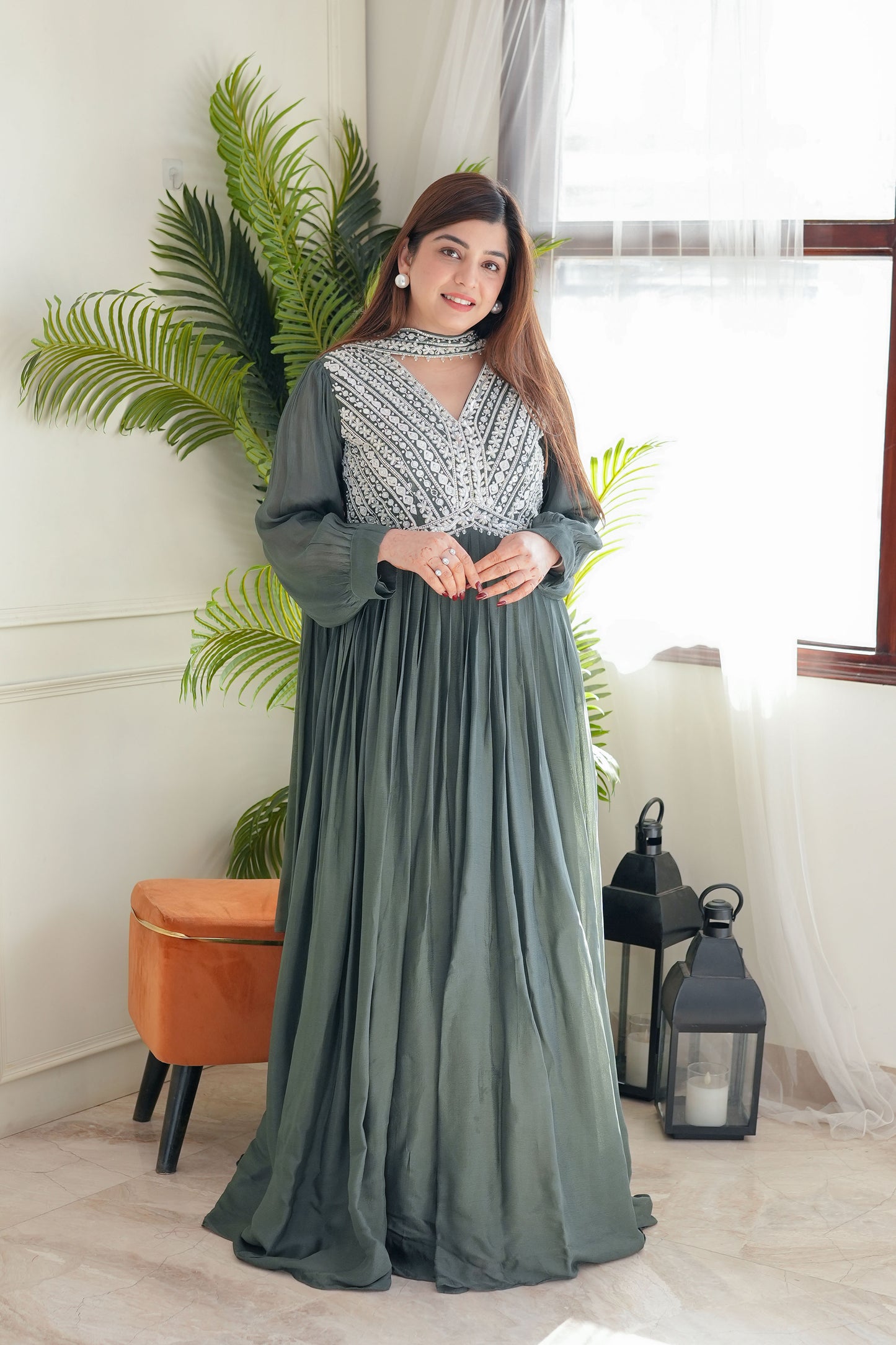 Keeya Green Voluminous Anarkali Suit