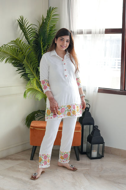 Nehel White Embroidered Cordset