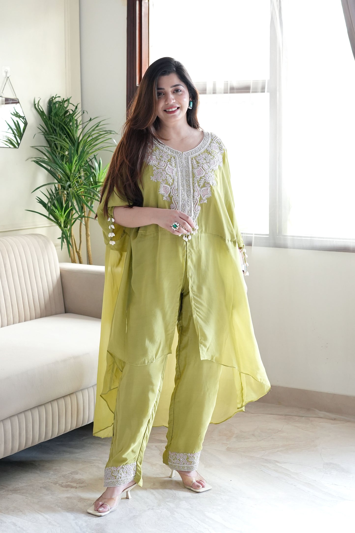 Syra Green Embroidered Co ord Set