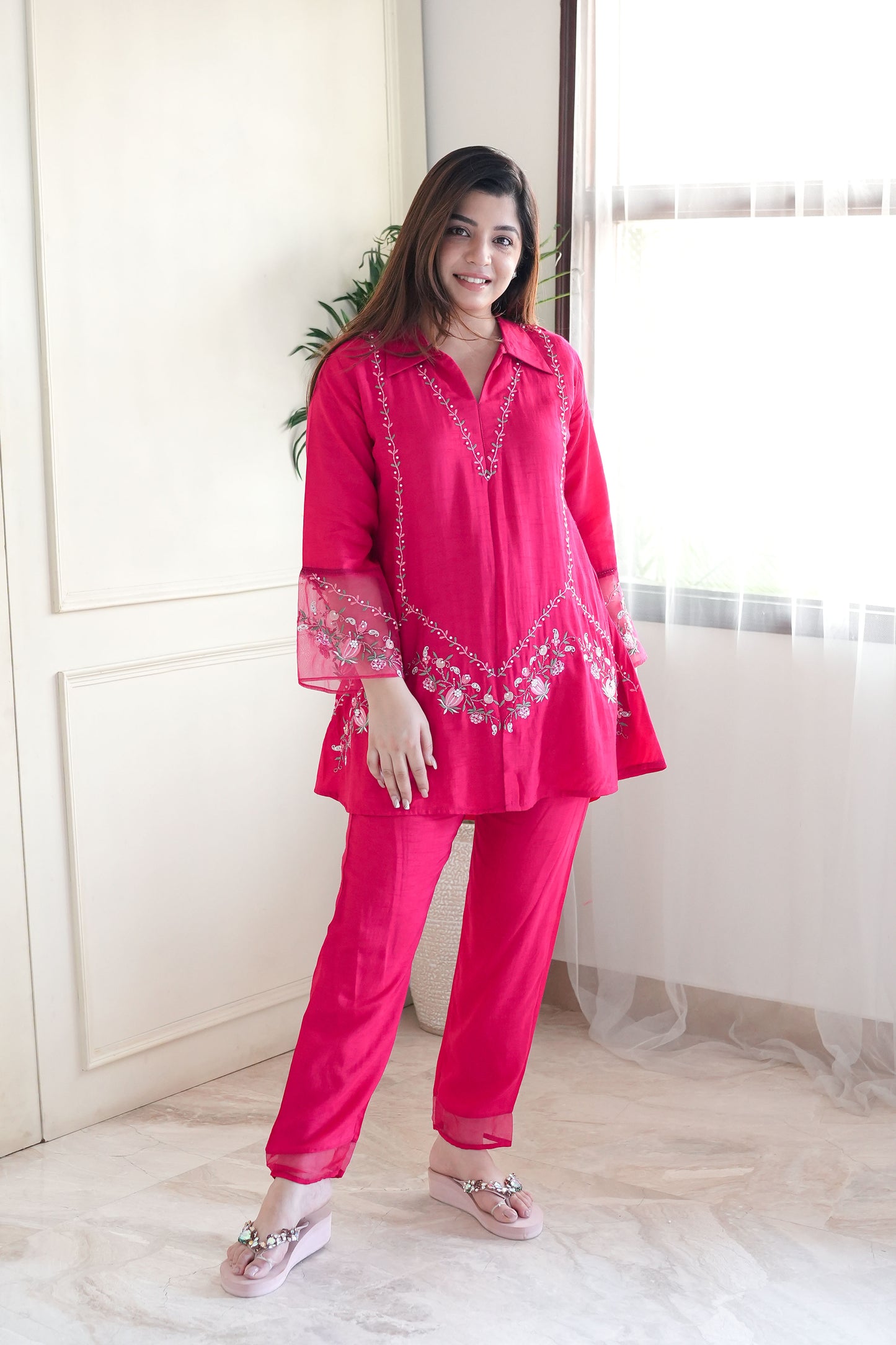 Masooma Pink Embroidred Co ord Set