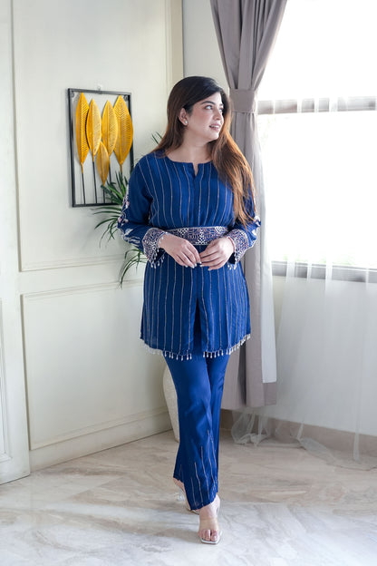 Gauhra Blue Embroidered Co ord Set