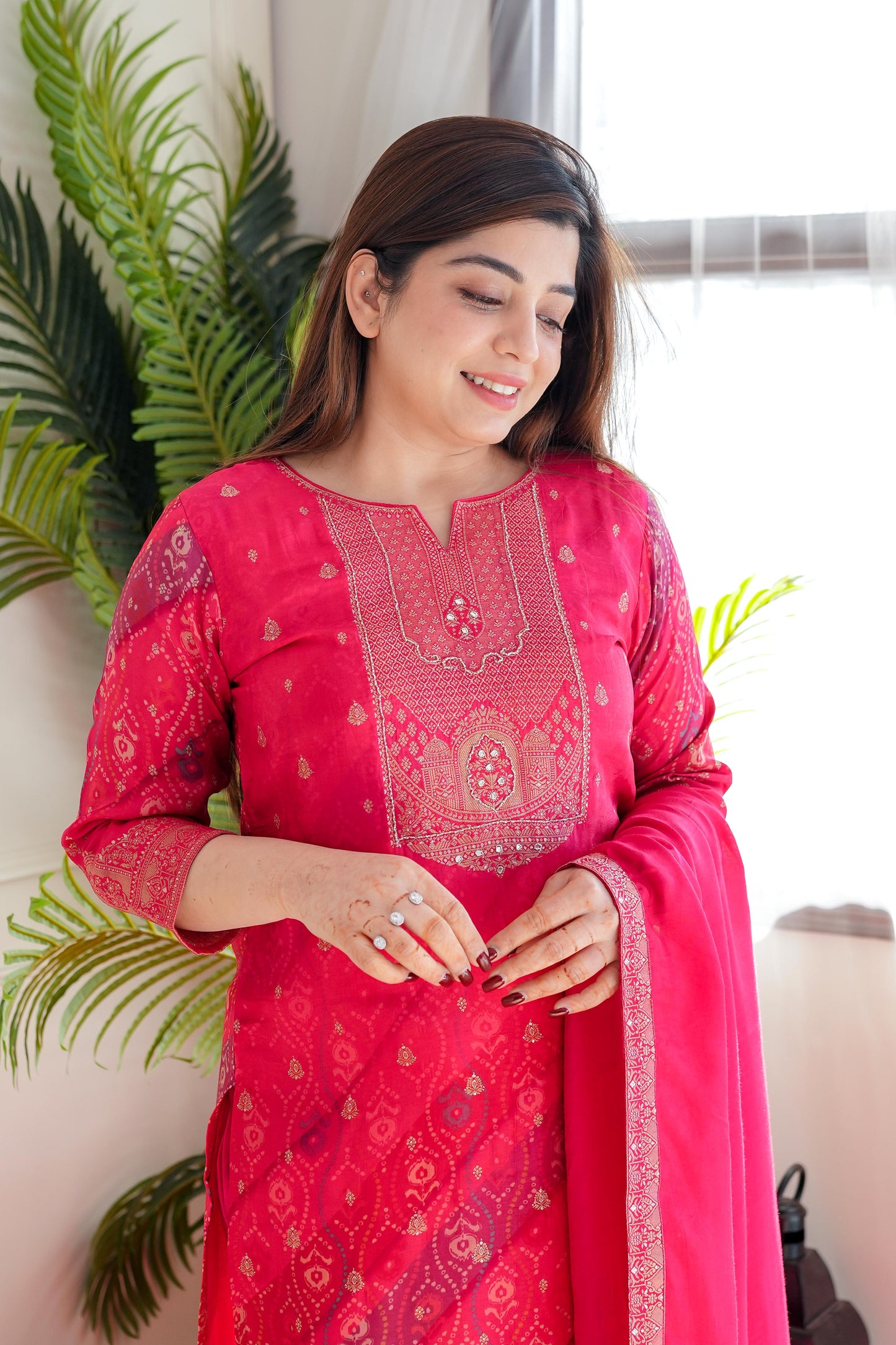 Janak Pink Silk Suit Set