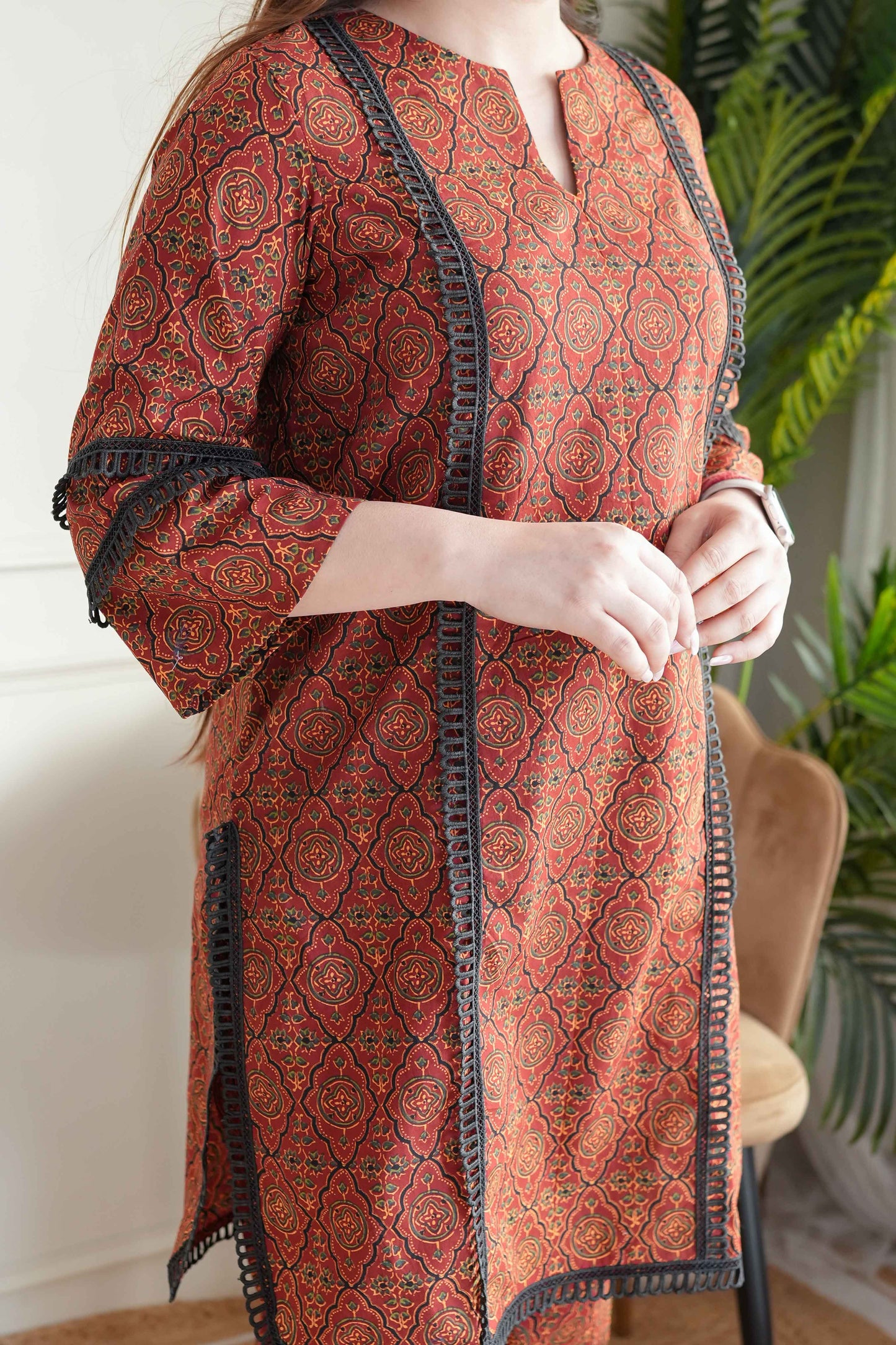 Heer Brown Printed Plazo Set