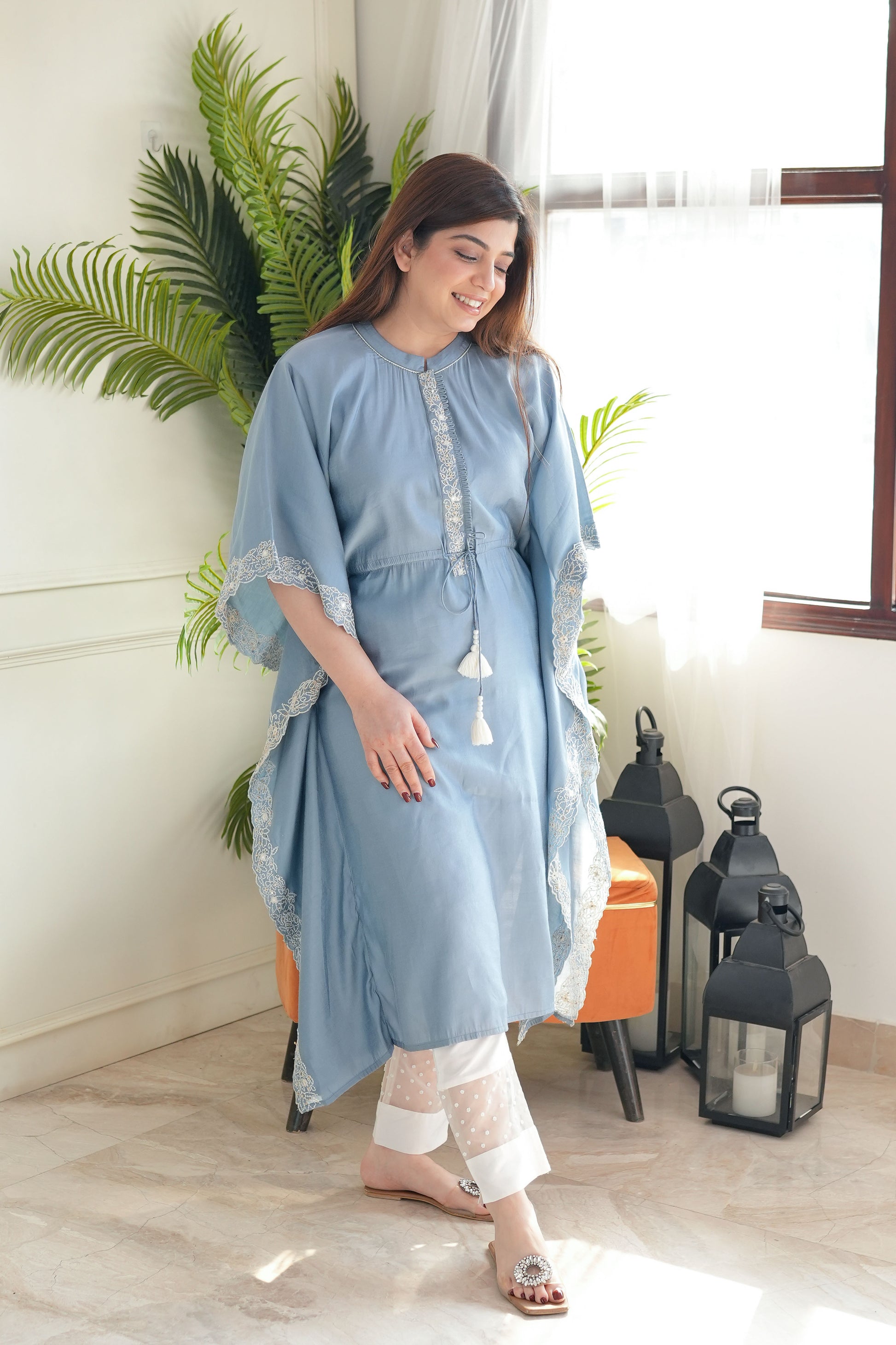 Rai Blue Kaftan With Plazo