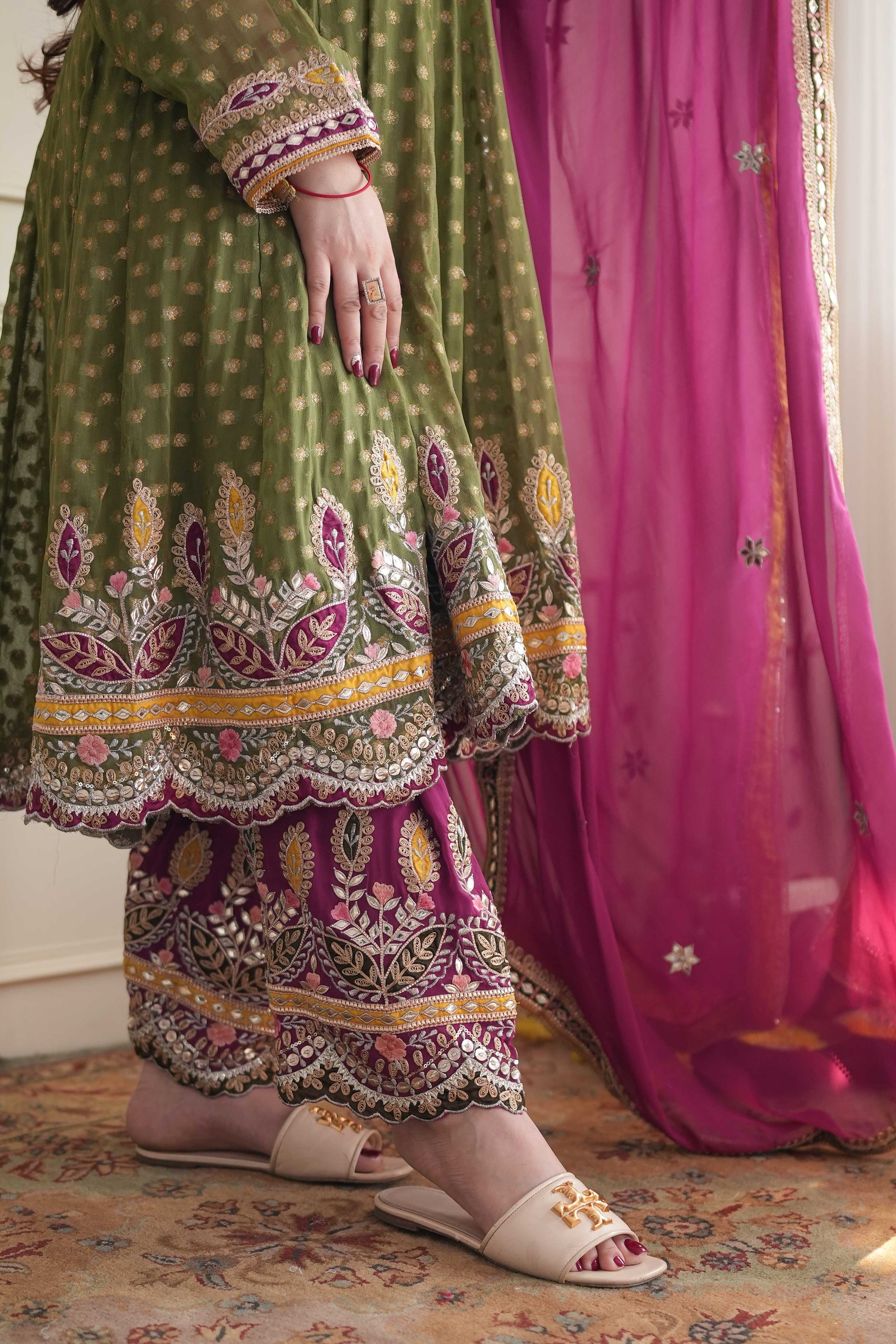 Meera Green Short Anarkali With Dhoti