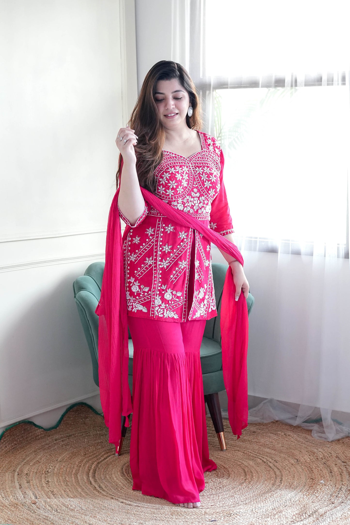 Keerat Pink Sharara Suit Set