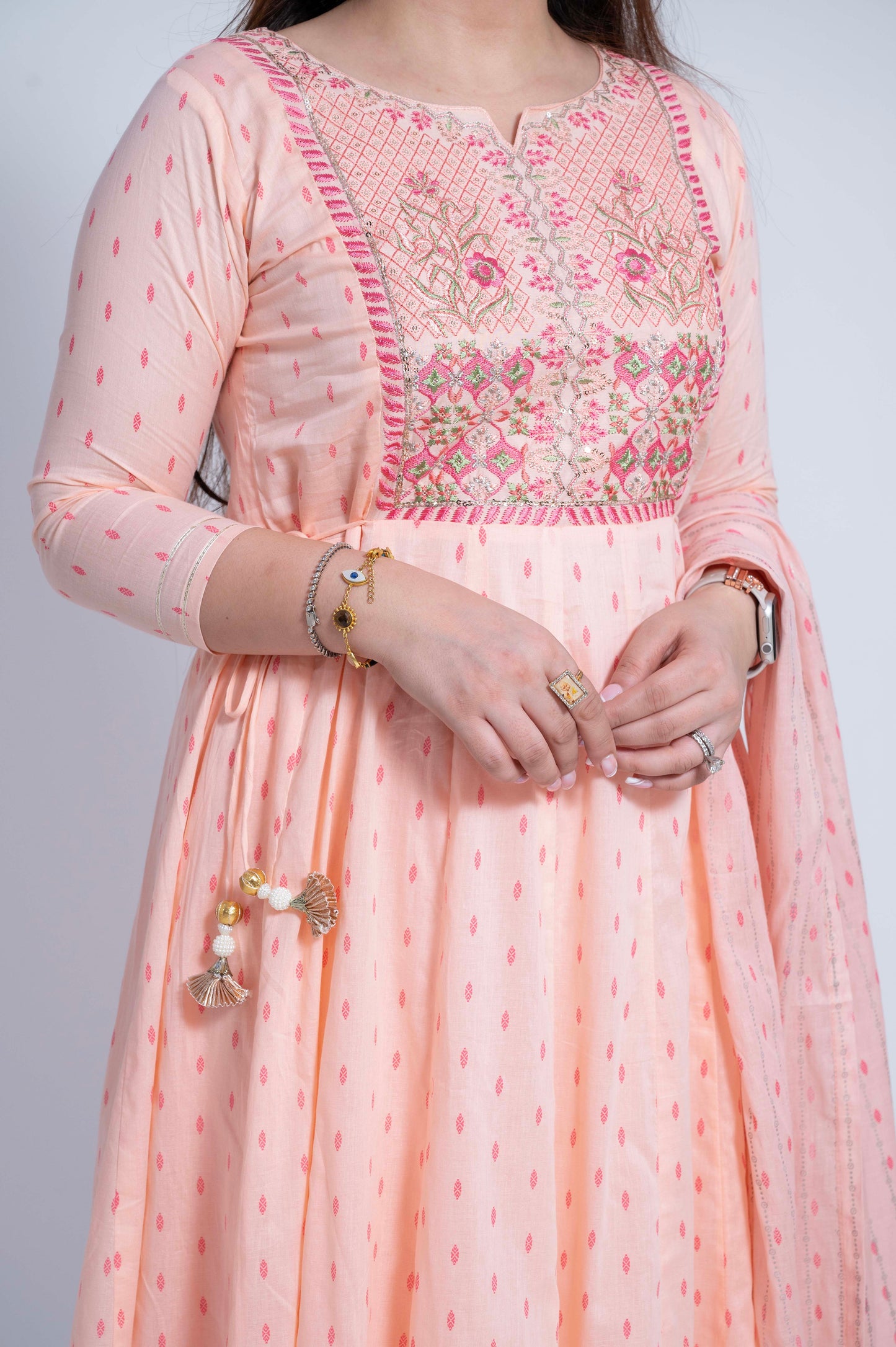 Aalimah Peach Anarkali Suit Set