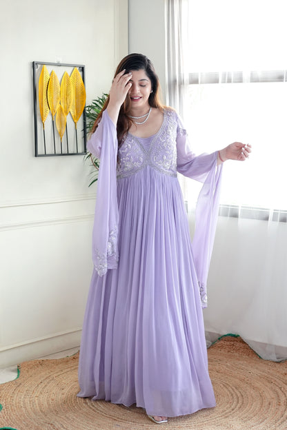 Luxe Lavender Embroidered Gown