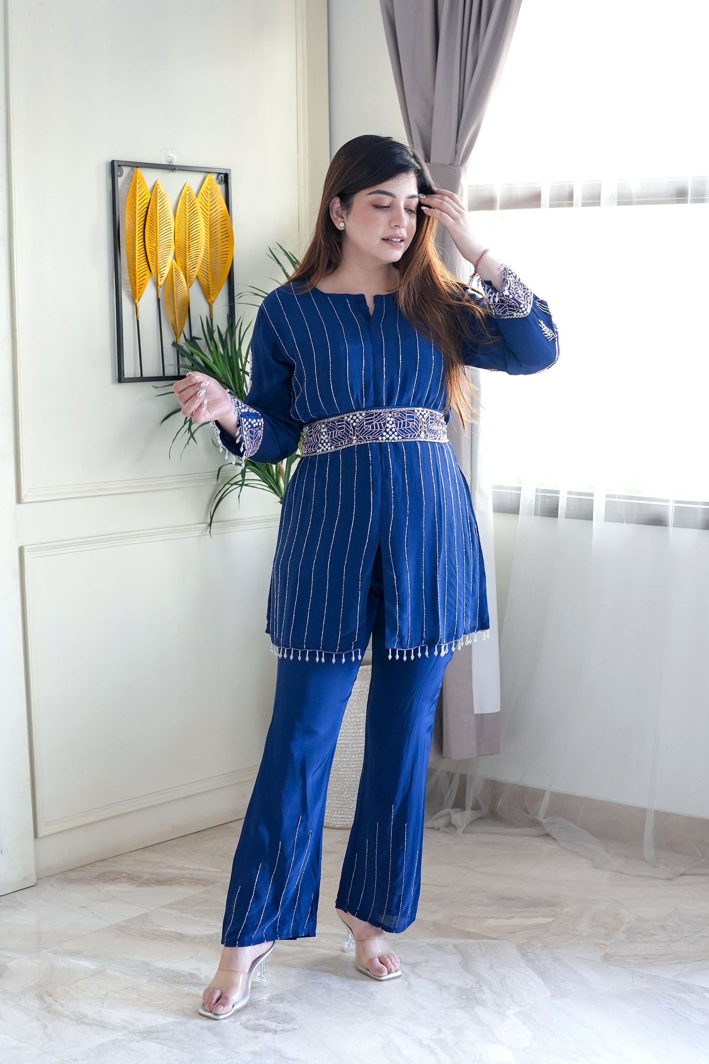 Gauhra Blue Embroidered Co ord Set