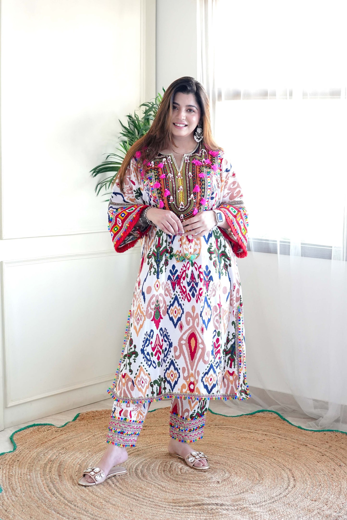 Mehran Multi Colour Chogha With Pants