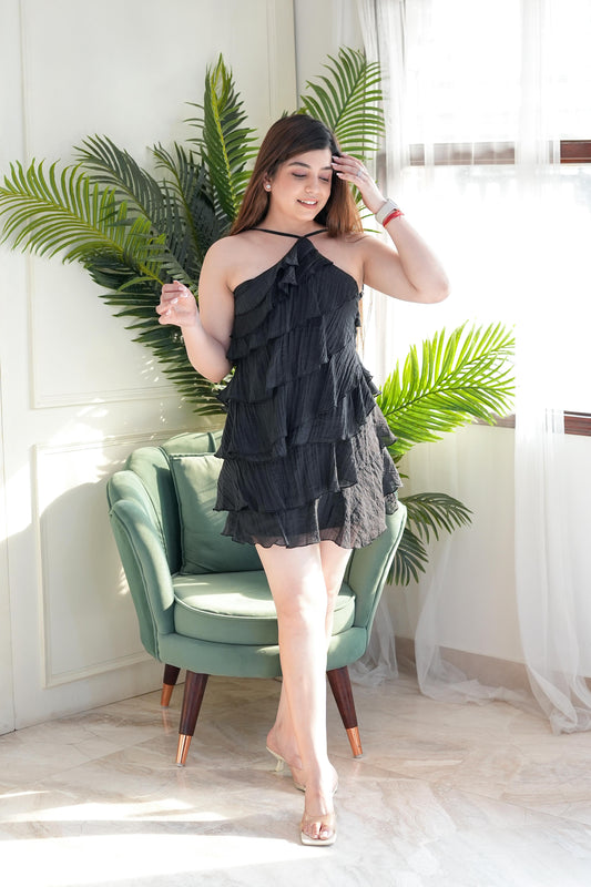 Black Frill Short Dress