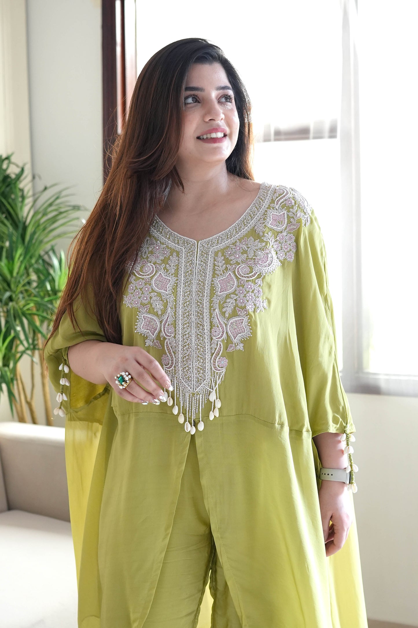 Syra Green Embroidered Co ord Set