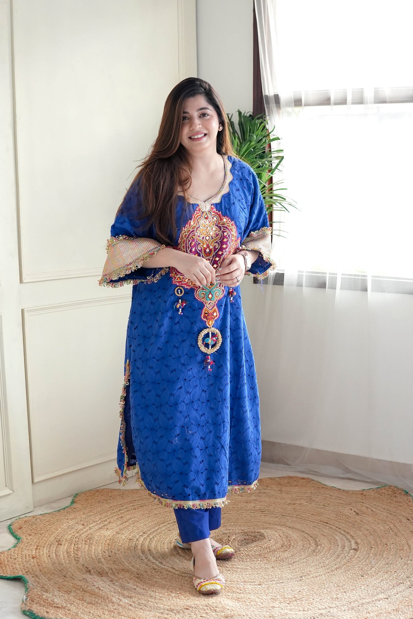 Serene Blue Embroidered Chogha Set