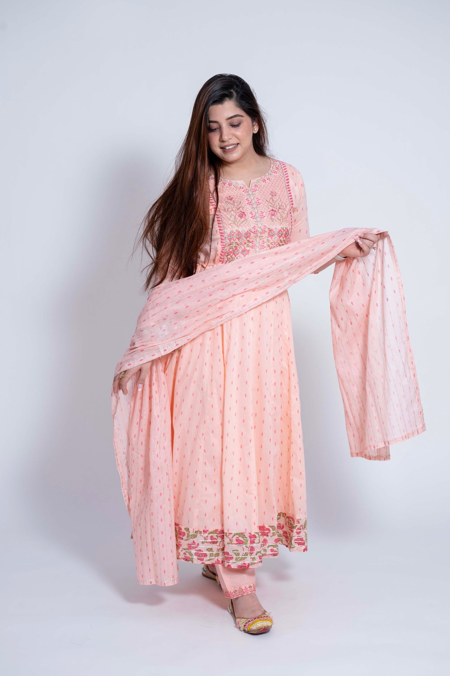 Aalimah Peach Anarkali Suit Set