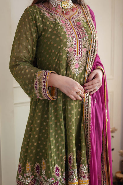 Meera Green Short Anarkali With Dhoti