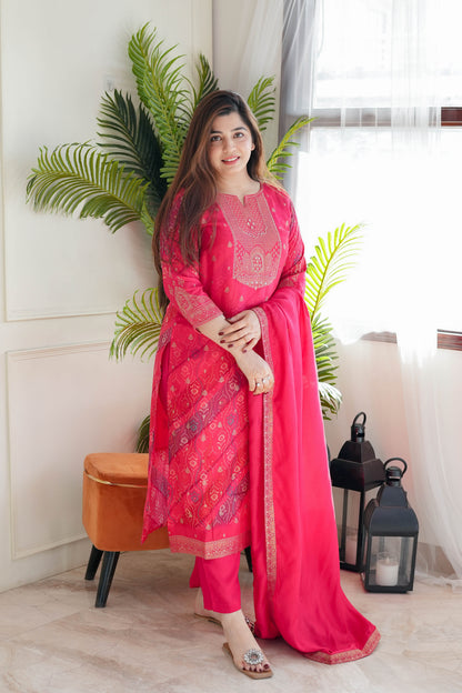 Janak Pink Silk Suit Set