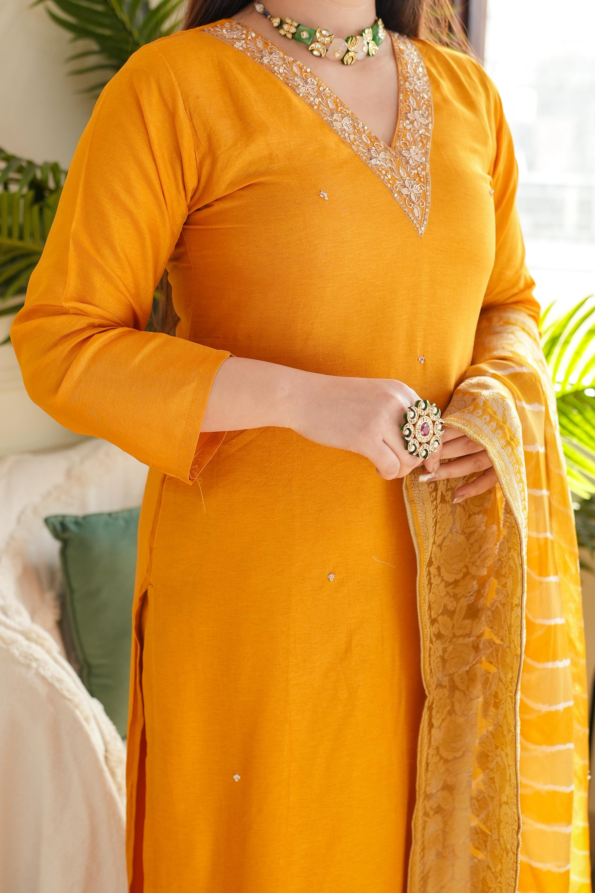 Zarah Yellow Silk Suit