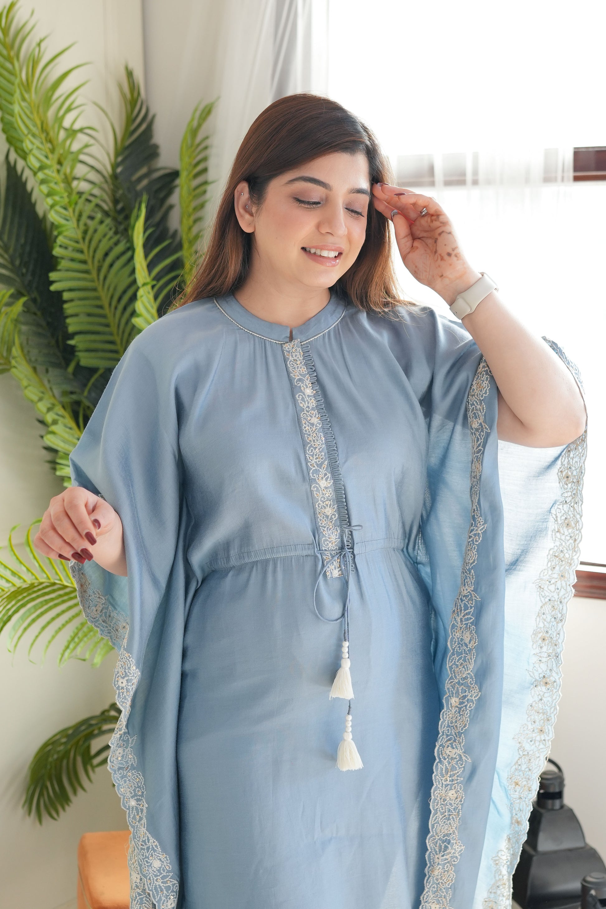 Rai Blue Kaftan With Plazo