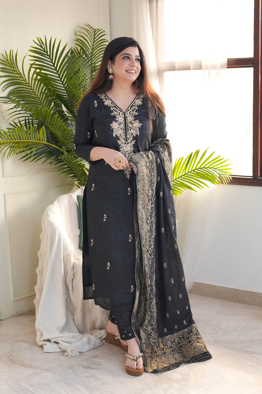 Neher Black Zari Work Suit Set