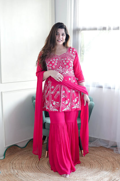 Keerat Pink Sharara Suit Set