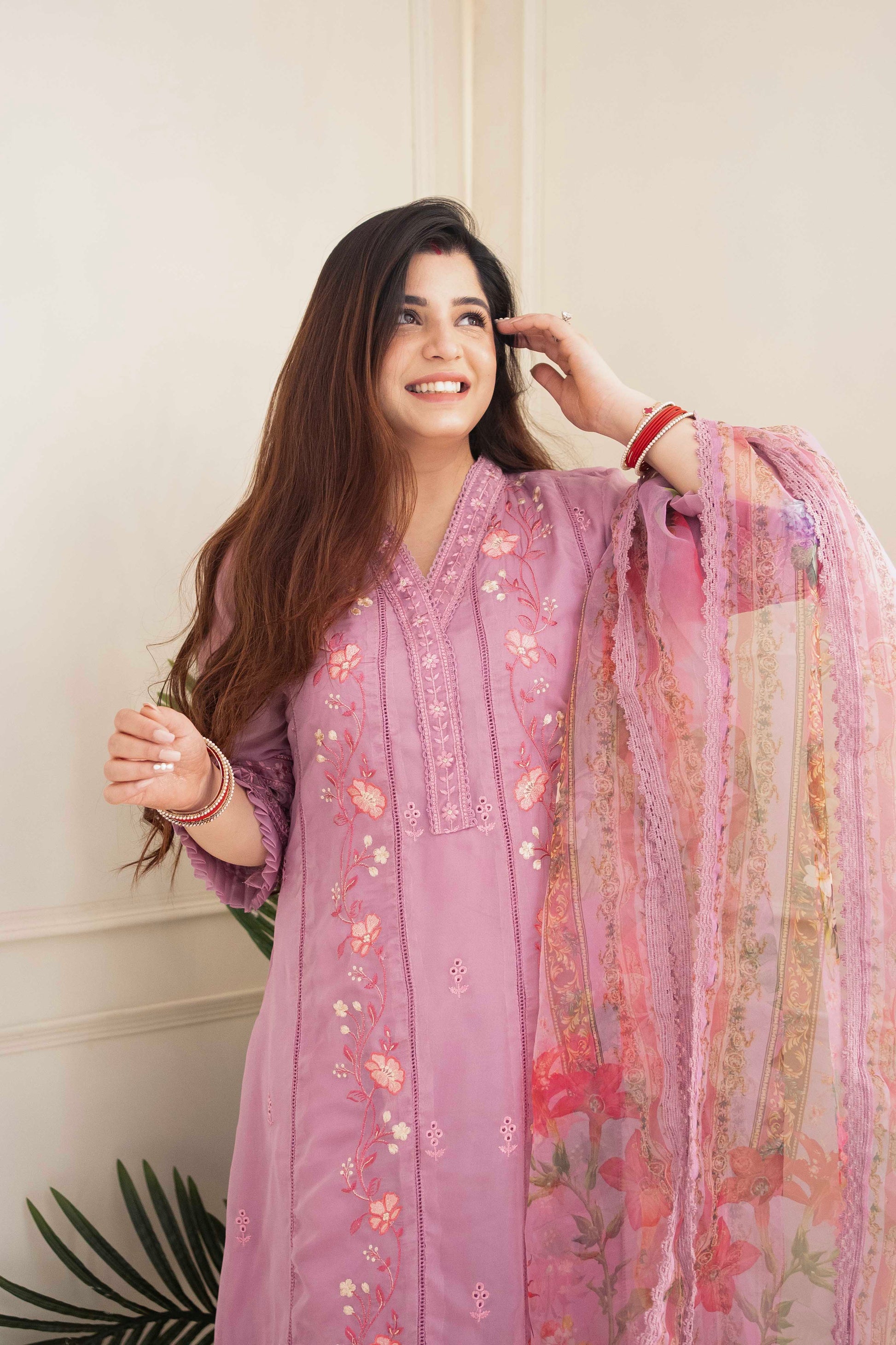 Mehal Pink Fully Embroidered Suit Set