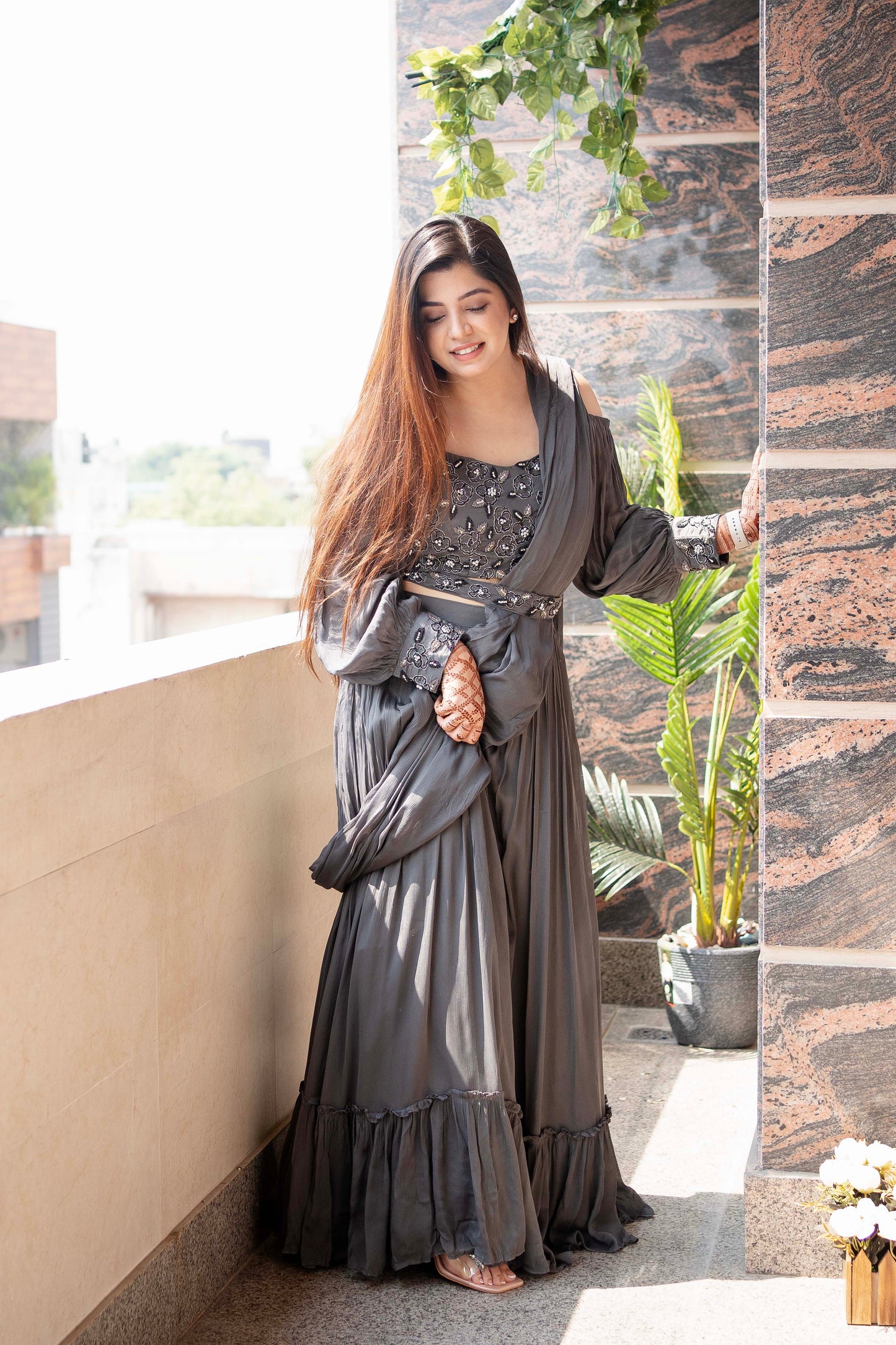 Risa Grey Voluminous Lehenga