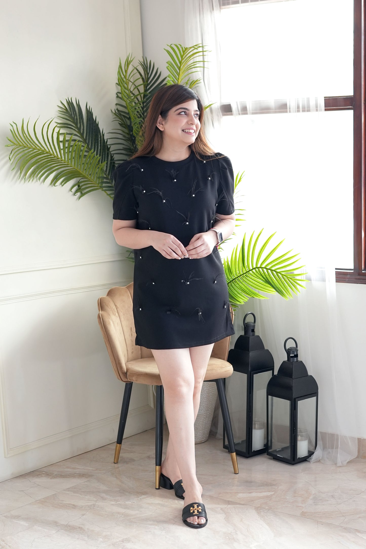 Senate Black Crystal Embellished Dress