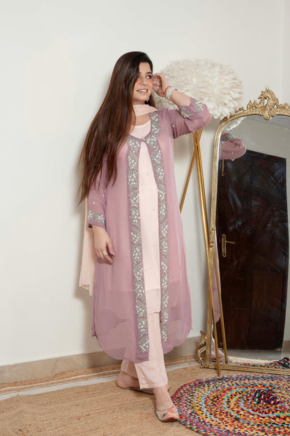 Heera Pink Embroidered Georgette Suit