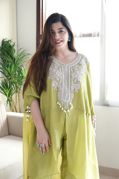 Syra Green Embroidered Co ord Set