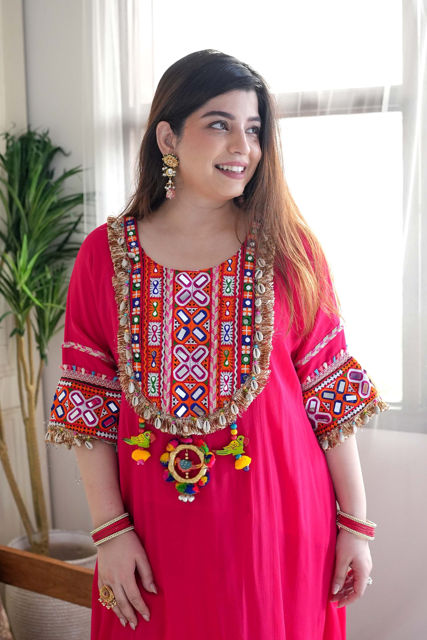 Areeb Hot Pink Embroidered Chogha Set