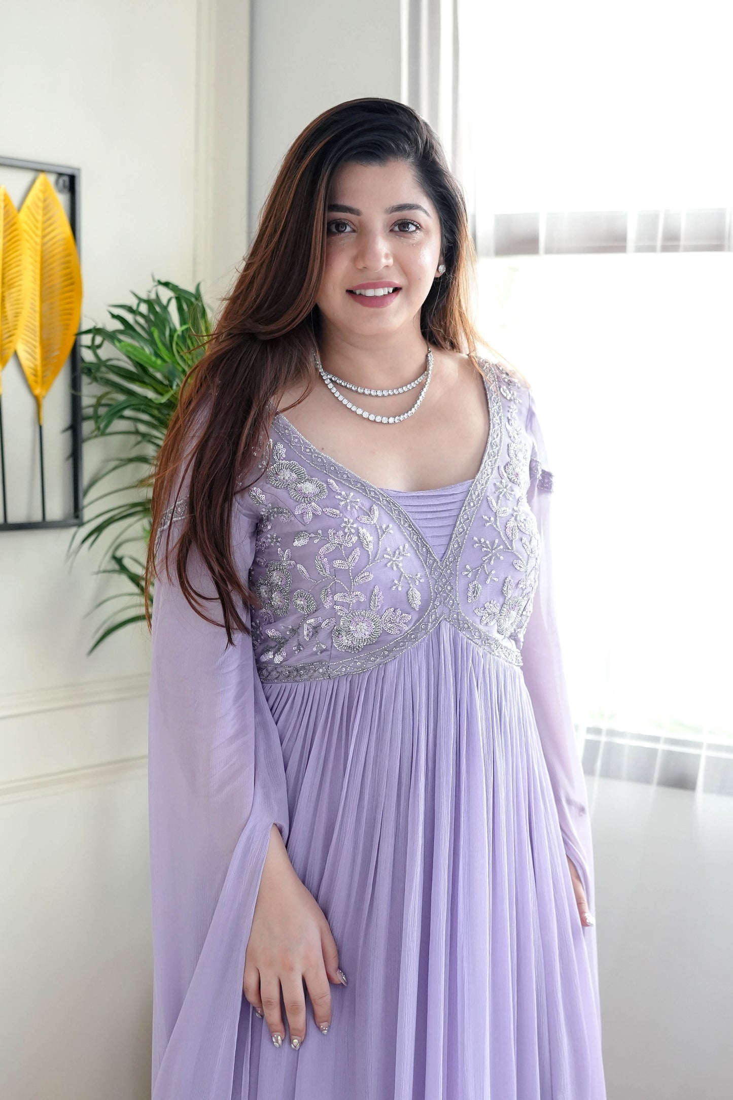 Luxe Lavender Embroidered Gown