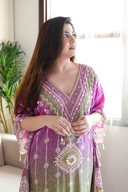 Preet Shades Of Pink Printed Kaftan Set