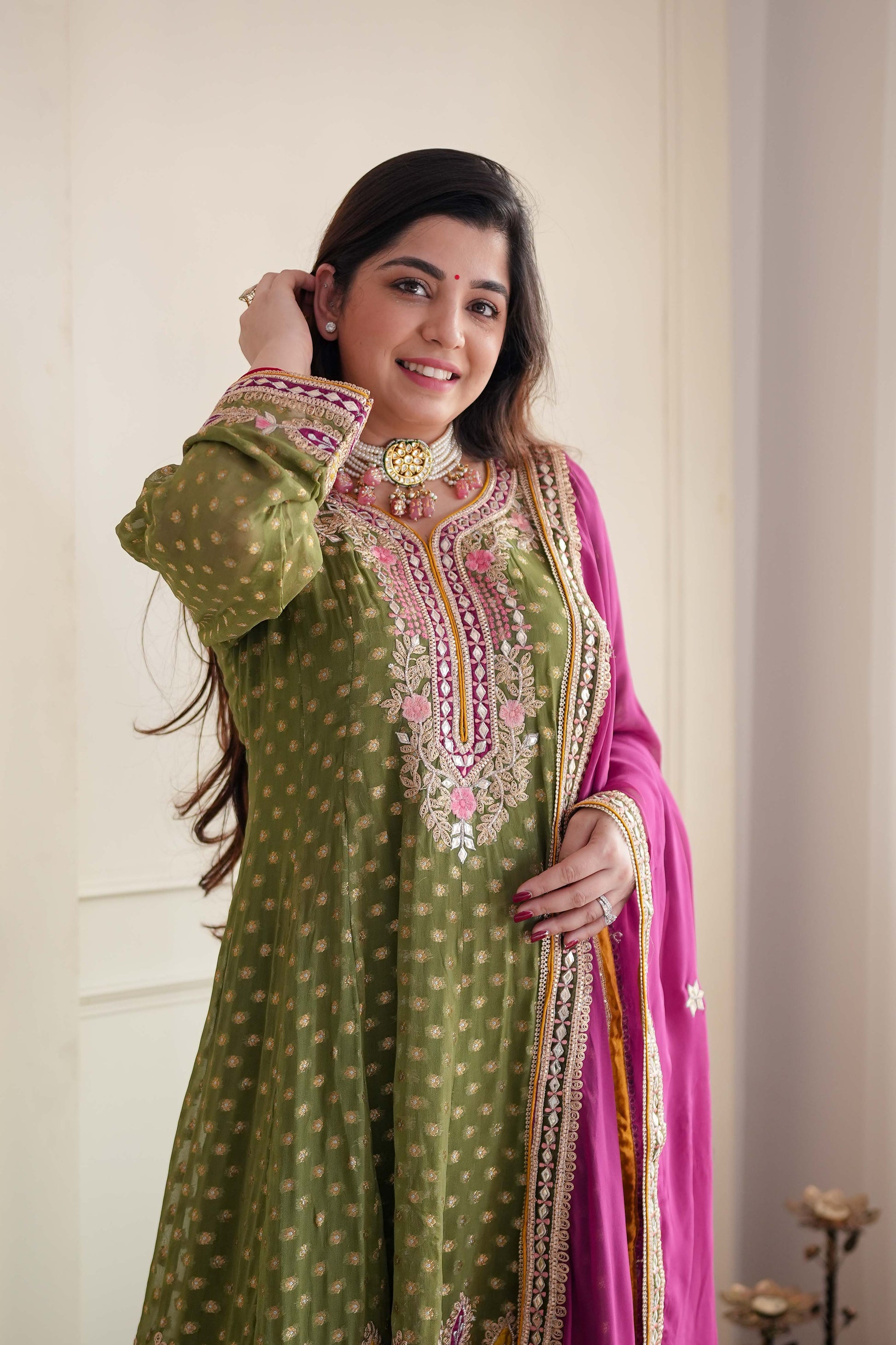Meera Green Short Anarkali With Dhoti