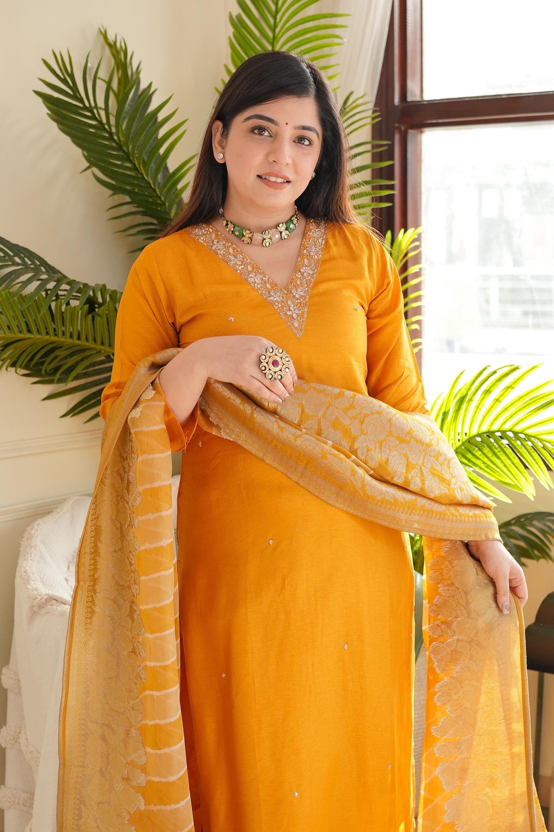 Zarah Yellow Silk Suit