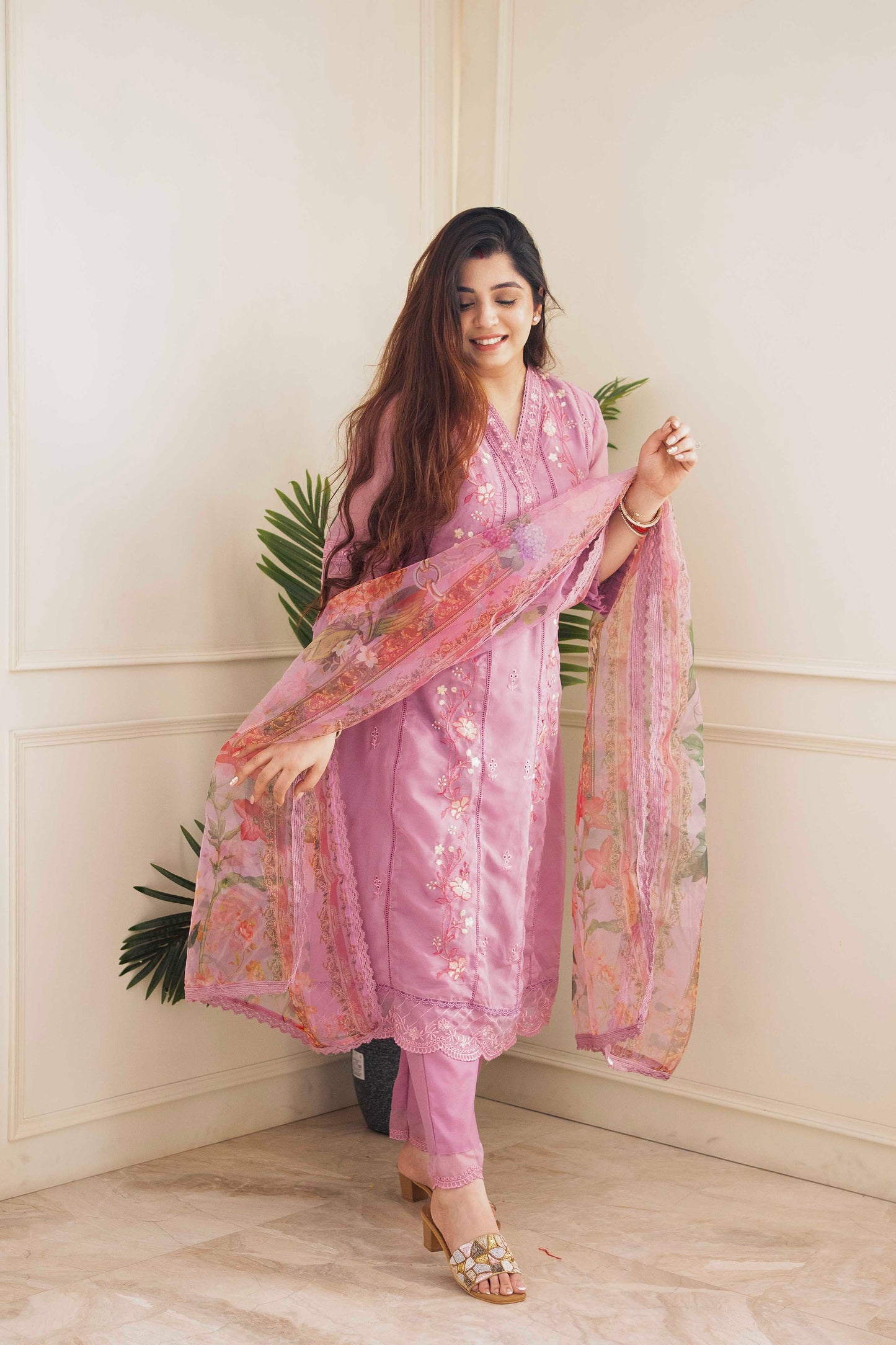 Mehal Pink Fully Embroidered Suit Set